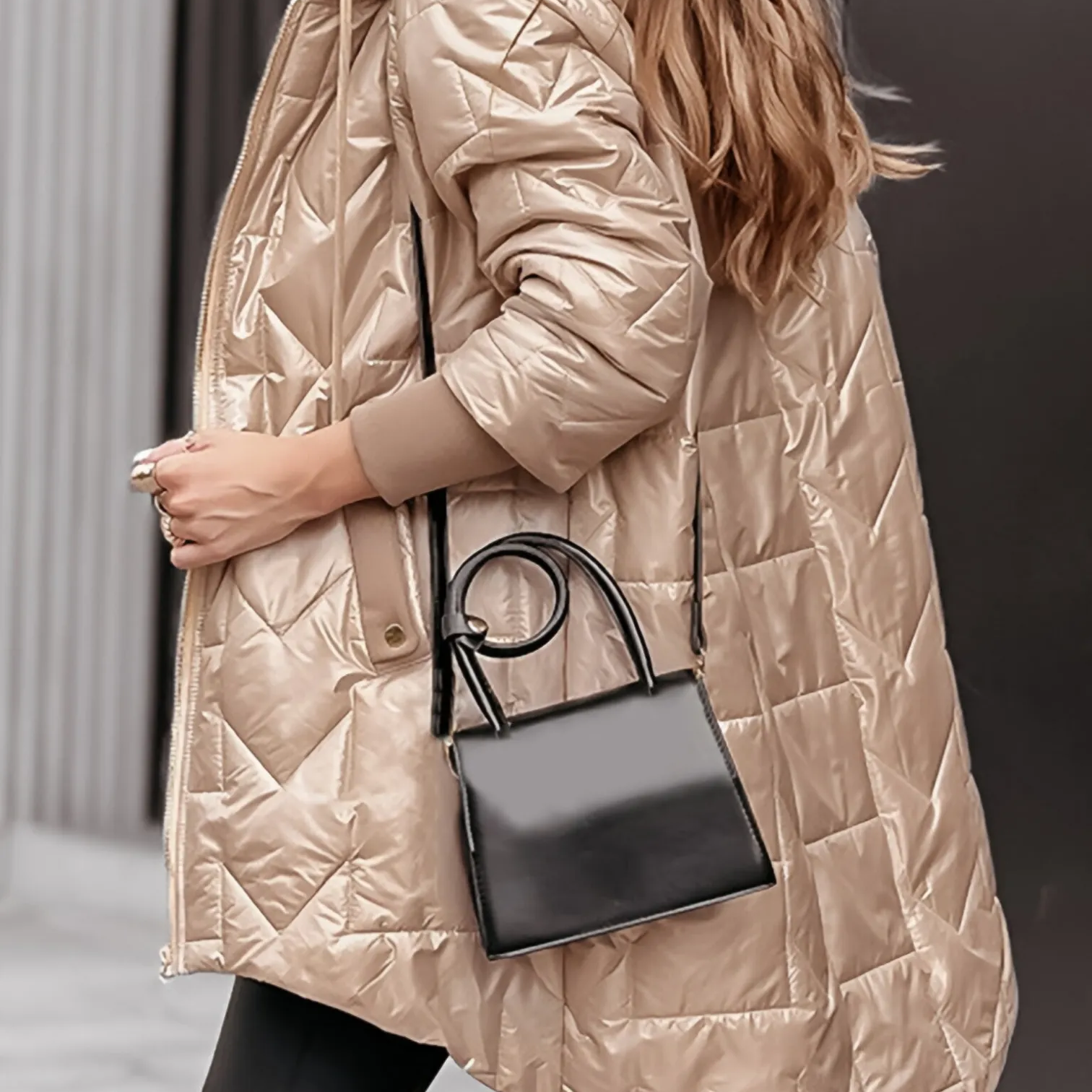 Damska Płaszcz Z Kapturem | Swobodny Zimowa