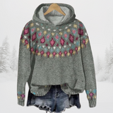 Damska Zimowa Sweter z Kapturem | Geometryczny Splot