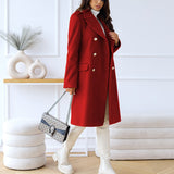 Damska Dwurzędowy Długi Płaszcz | Elegancka Odzież Wierzchnia