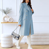 Damska Dwurzędowy Długi Płaszcz | Elegancka Odzież Wierzchnia