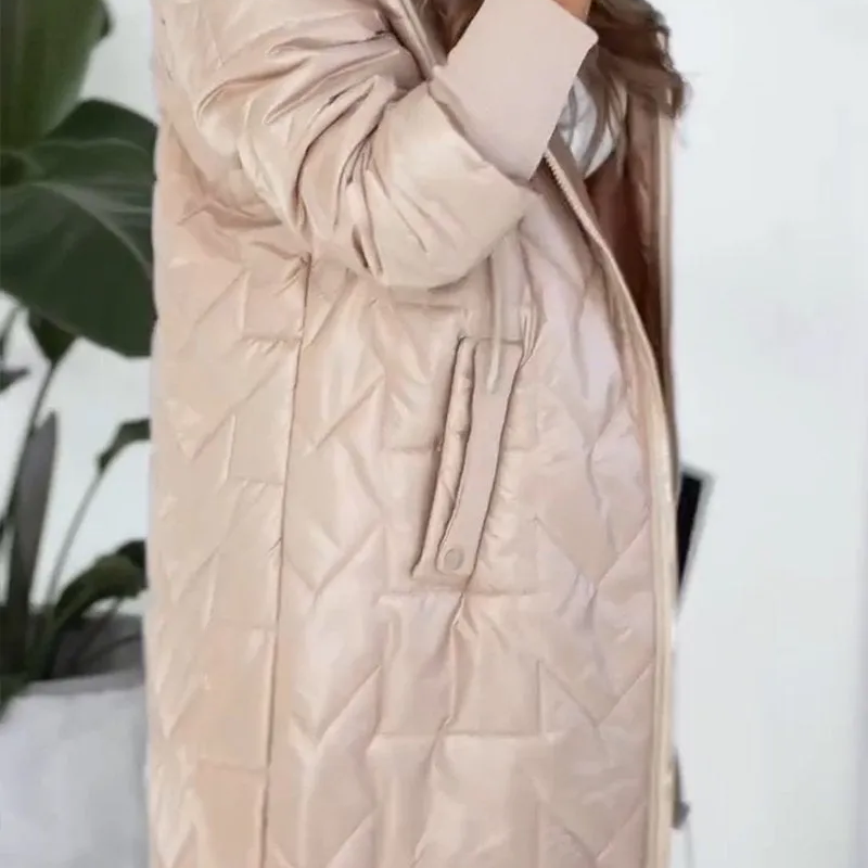 Damska Płaszcz Z Kapturem | Swobodny Zimowa