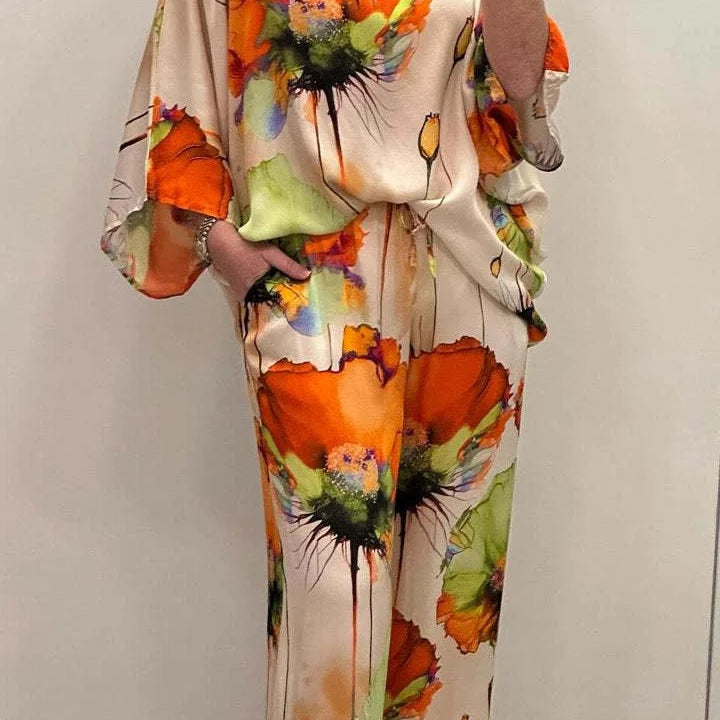 Damska Zestaw z Szerokimi Nogawkami | Artystyczny Wzór