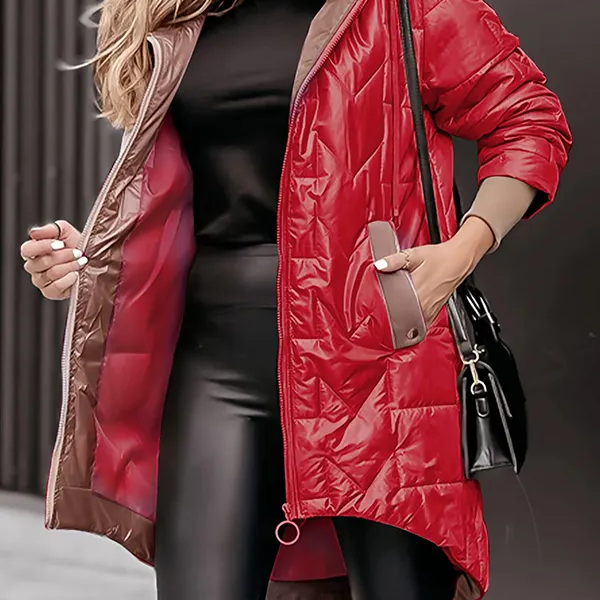 Damska Płaszcz Z Kapturem | Swobodny Zimowa