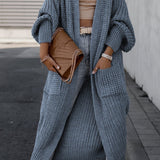 Damska Długi Kardigan | Otwarty Przód z Kieszeniami