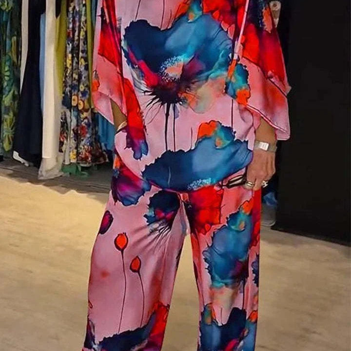 Damska Zestaw z Szerokimi Nogawkami | Artystyczny Wzór