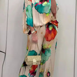 Damska Zestaw z Szerokimi Nogawkami | Artystyczny Wzór