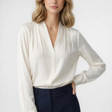 Bluzka Damska – Elegancki Dekolt V z Długim Rękawem do Codziennych Stylizacji 0