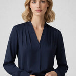 Bluzka Damska – Elegancki Dekolt V z Długim Rękawem do Codziennych Stylizacji 1