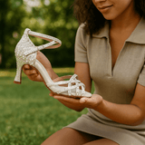 Buty Taneczne Damskie – Elegancka Satyna z Kryształami, Komfort na Parkiecie 5