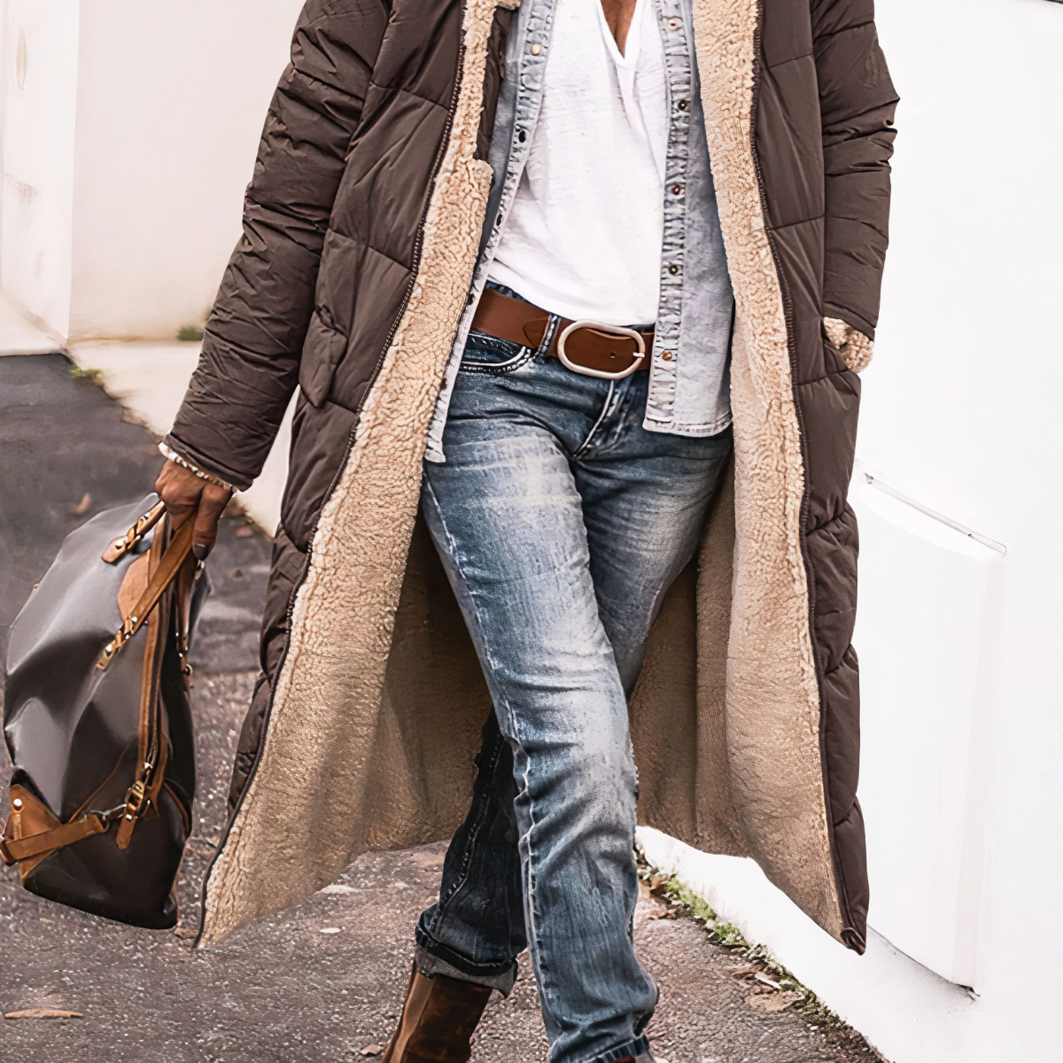 Damska długa kurtka puchowa z kapturem | Zimowa