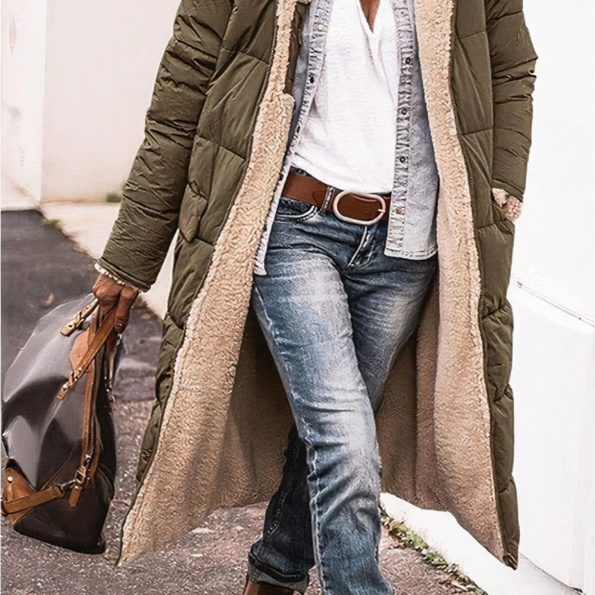 Damska długa kurtka puchowa z kapturem | Zimowa