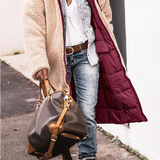 Damska długa kurtka puchowa z kapturem | Zimowa