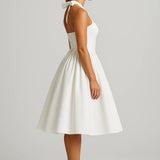 Elegancka Sukienka Midi – Halter z A-linią na Wesele 1