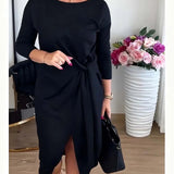Elegancka Sukienka Midi z Rozcięciem – Idealna na Uroczystości 3
