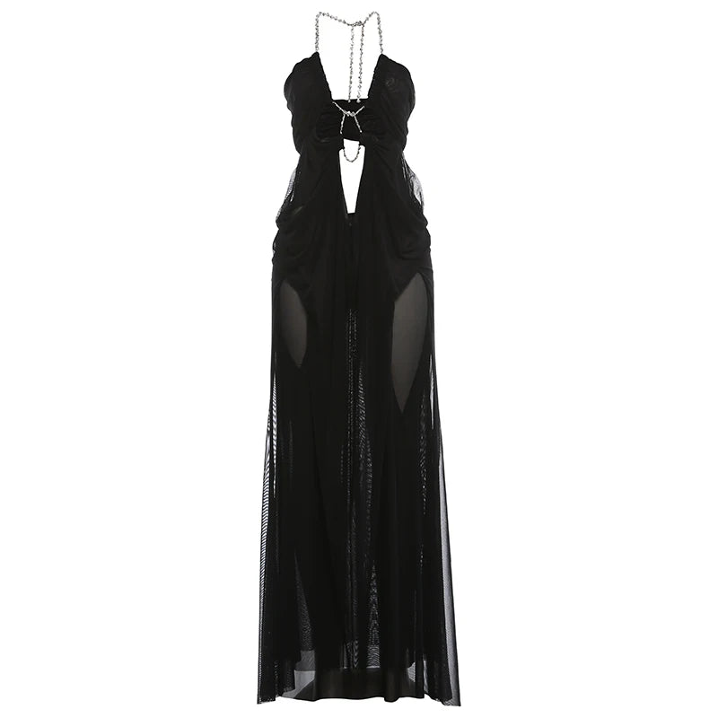 Elegancka Suknia Wieczorowa – Seksowny Halter z Głębokim Dekoltem 6