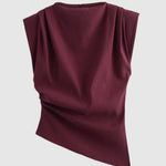 Elegancki Top Damski – Drapowanie i Asymetryczny Dół na Każdą Okazję 0