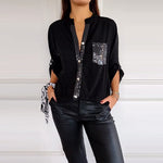 Elegancki Top Damski – Patchworkowy Styl Z Cekinam i Blaskiem 0