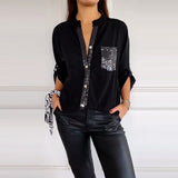 Elegancki Top Damski – Patchworkowy Styl Z Cekinam i Blaskiem 0