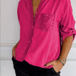 Elegancki Top Damski – Patchworkowy Styl Z Cekinam i Blaskiem 8