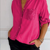 Elegancki Top Damski – Patchworkowy Styl Z Cekinam i Blaskiem 8