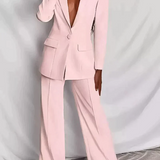 Damska Elegancki Garnitur | Z Szerokimi Nogawkami