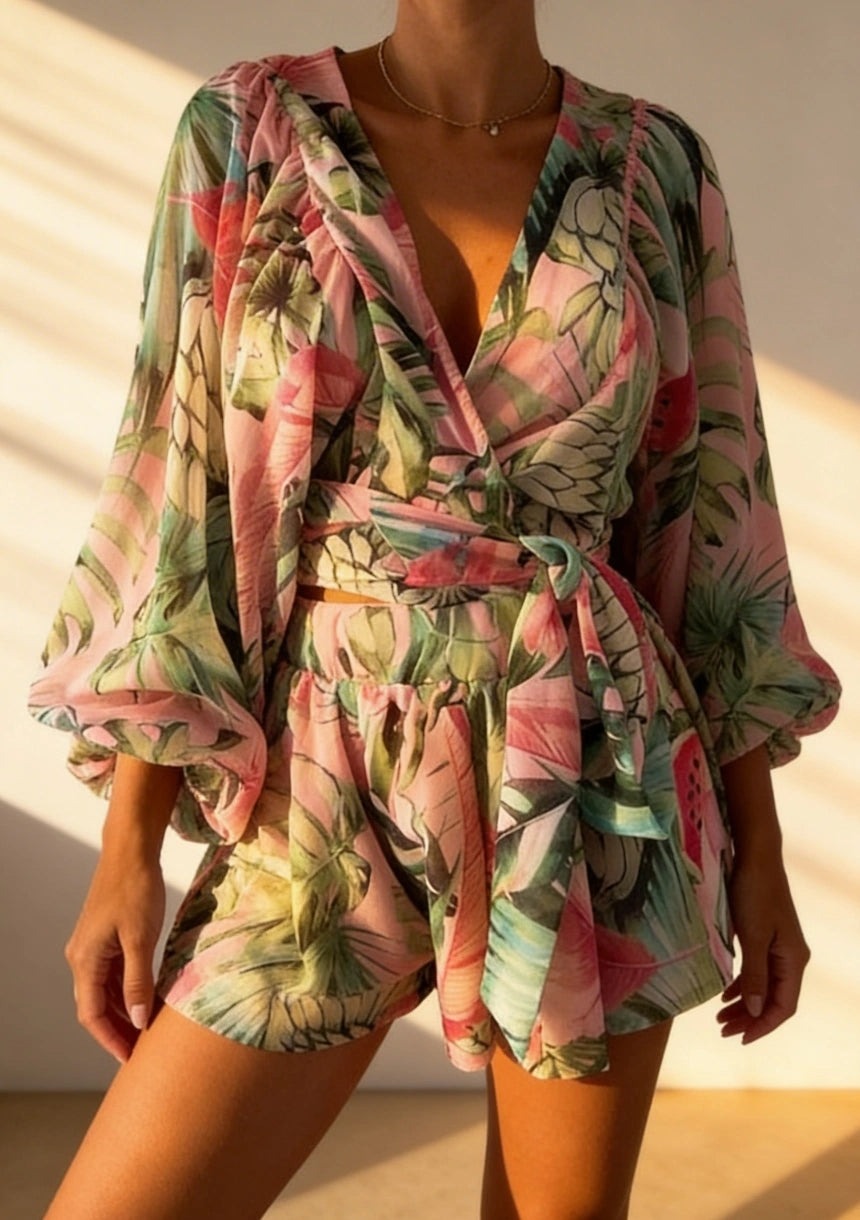 Komplet Plażowy – Luźny Krój z Długimi Rękawami na Letnie Dni 0