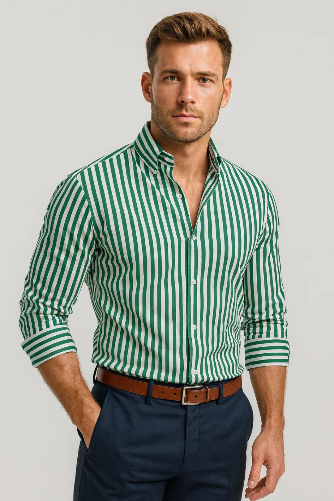 Koszula Męska Slim – Stylowy Design na Wiosnę z Paskami 0