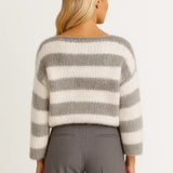 Lumi Damski Sweter Oversize – Nowoczesny Styl z Poziomymi Paskami 1