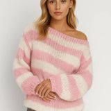 Lumi Damski Sweter Oversize – Nowoczesny Styl z Poziomymi Paskami 2