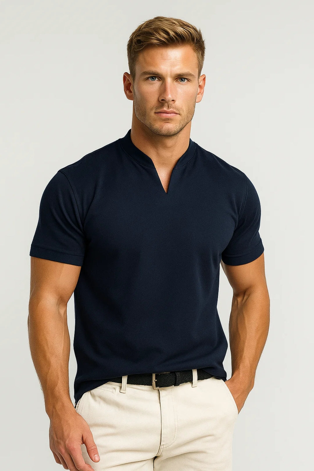 Męska Koszula Casual – Stylowy Rozcięty Kołnierz i Wygodne Dopasowanie 0