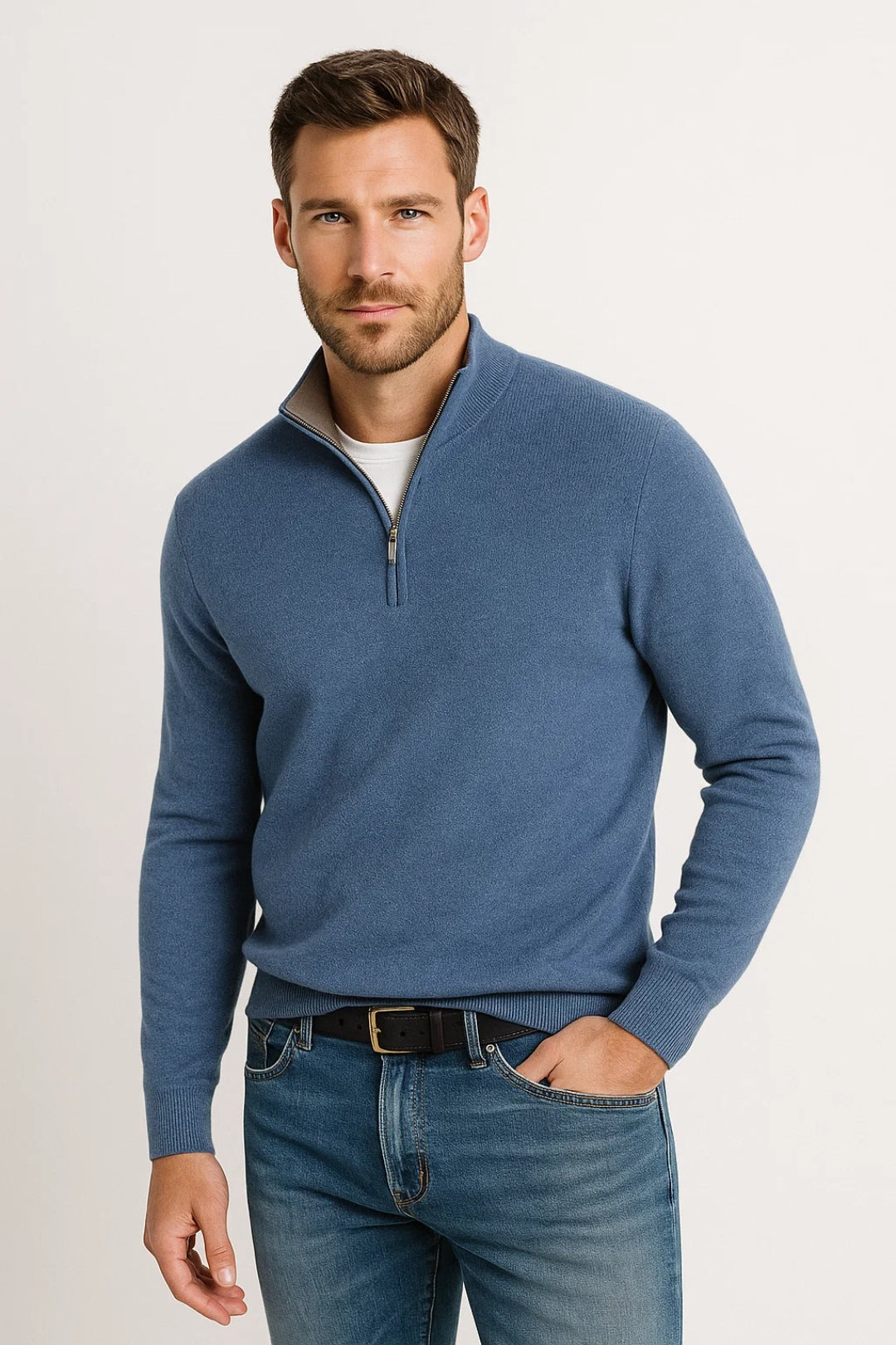 Męski Sweter Półzip – Elegancki Ciepły Model na Zimowe Dni 1