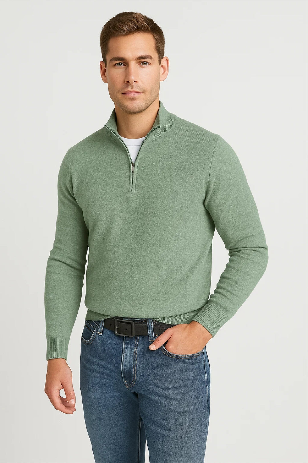 Męski Sweter Półzip – Elegancki Ciepły Model na Zimowe Dni 2