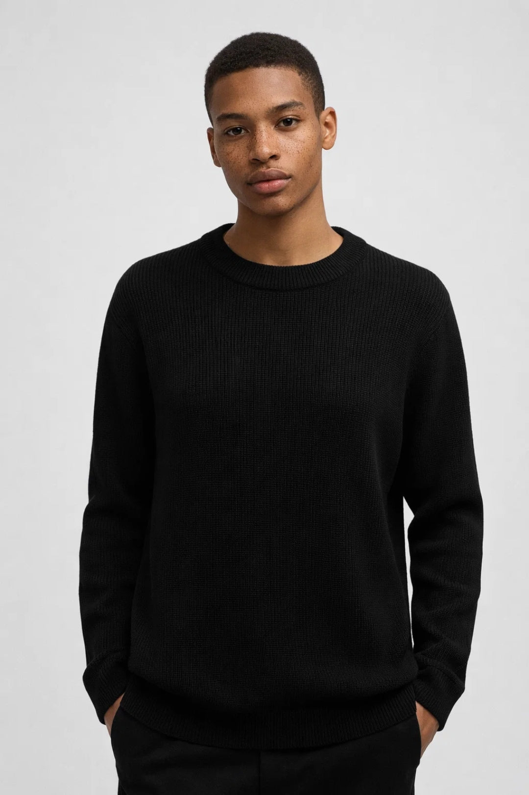 Męski Sweter – Prążkowana Struktura, Wygodny Na Chłodne Dni 1