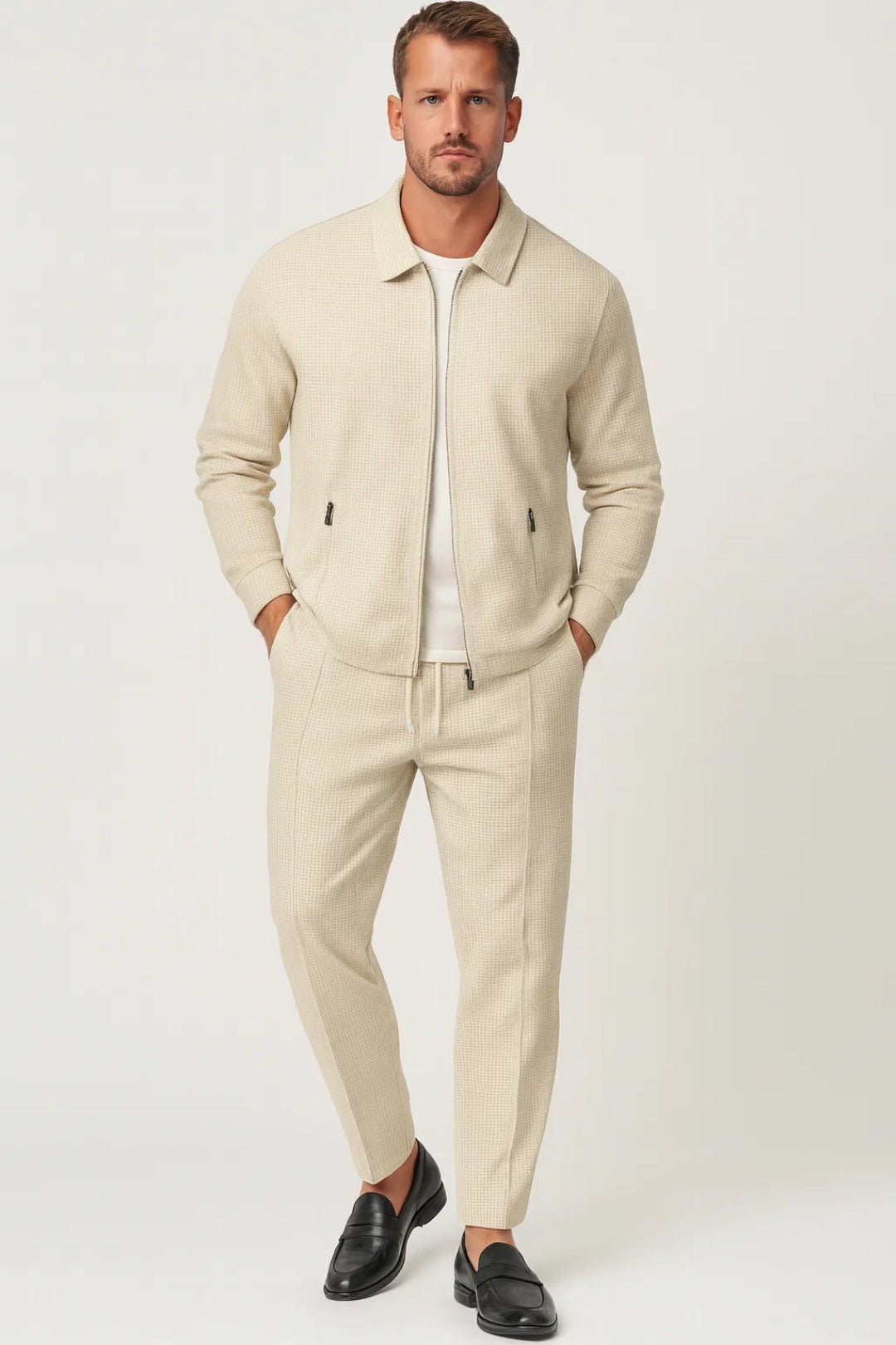 Męski Zestaw Dwuczęściowy – Elegancka Kurtka i Wygodne Spodnie 1