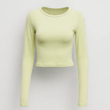Młodzieżowy Crop Top – Obcisły Krój z Długimi Rękawami do Casualowych Stylizacji 1