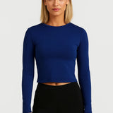 Młodzieżowy Crop Top – Obcisły Krój z Długimi Rękawami do Casualowych Stylizacji 2