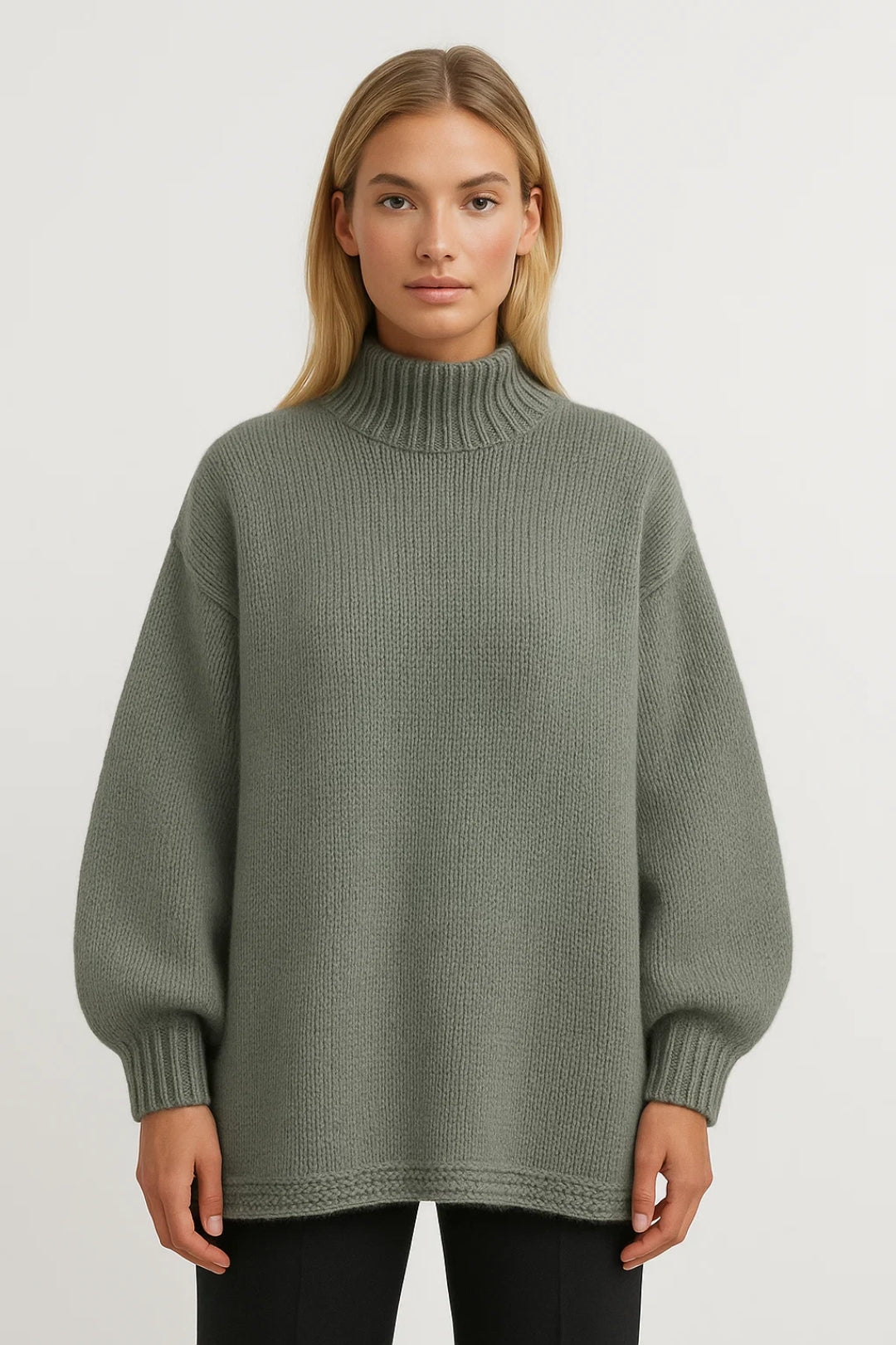 Nika Damski Sweter Oversize – Wysoki Kołnierz na Zimowe Dni 2