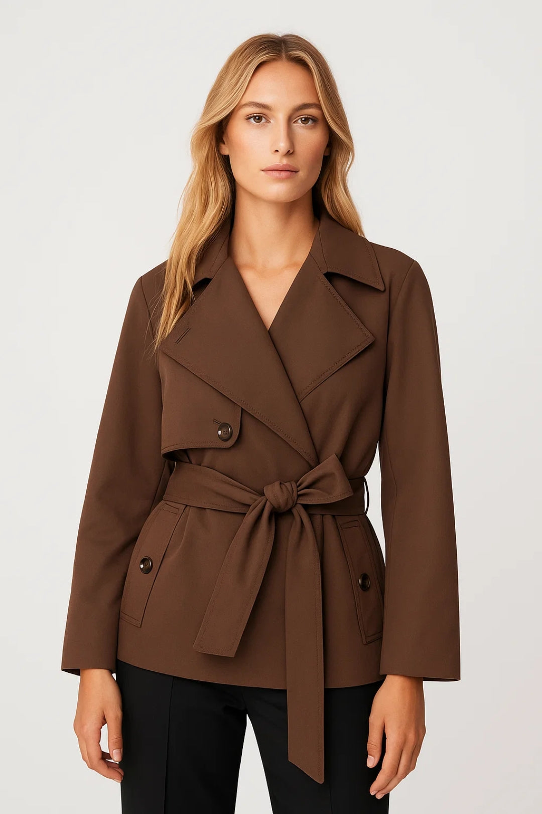 Płaszcz Damski – Klasyczny Krótki Trencz na Wiosenne Dni 0