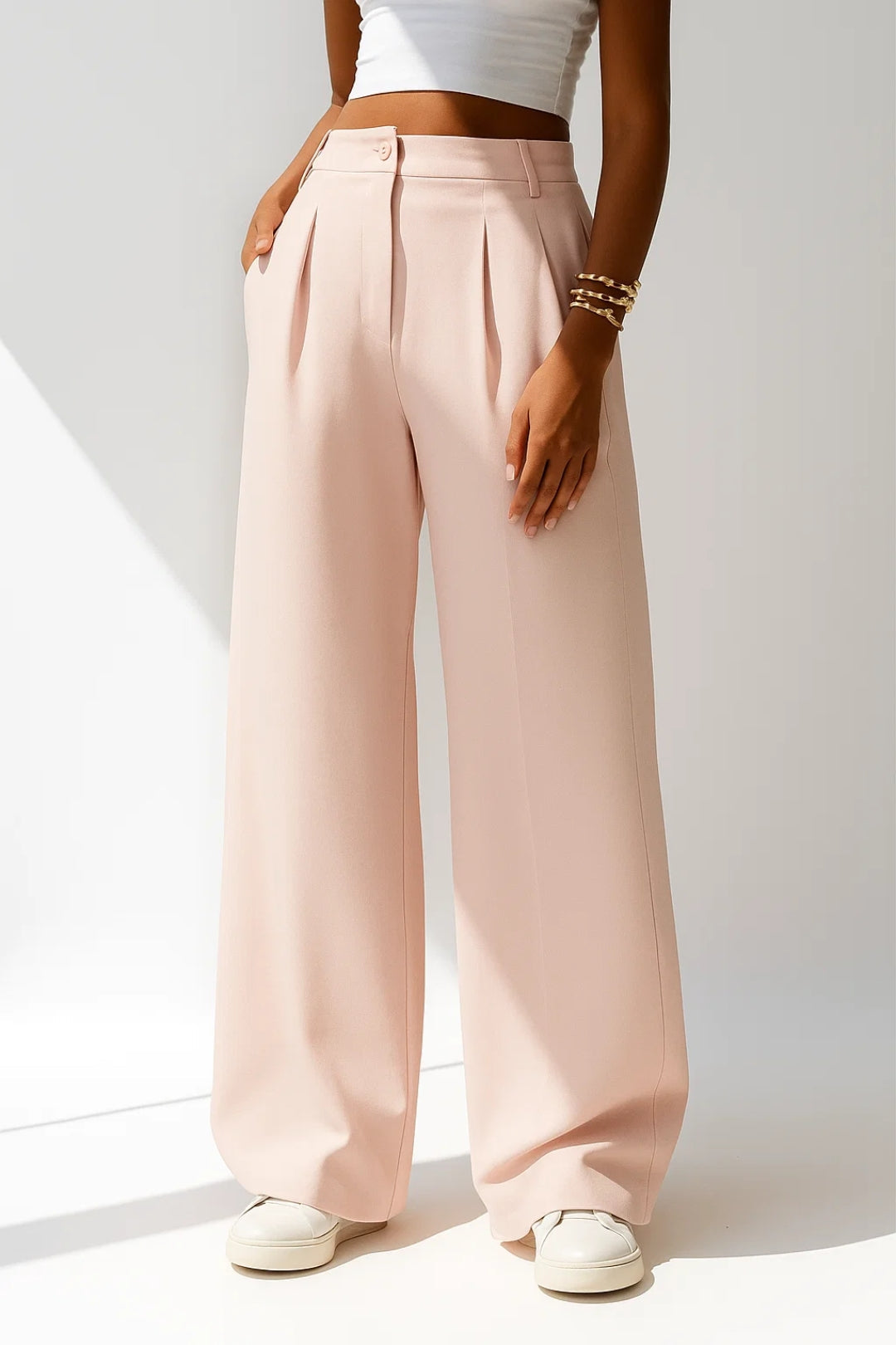 Spodnie Damskie – Szerokie Nogawki i Wysoka Talia na Co Dzień 0