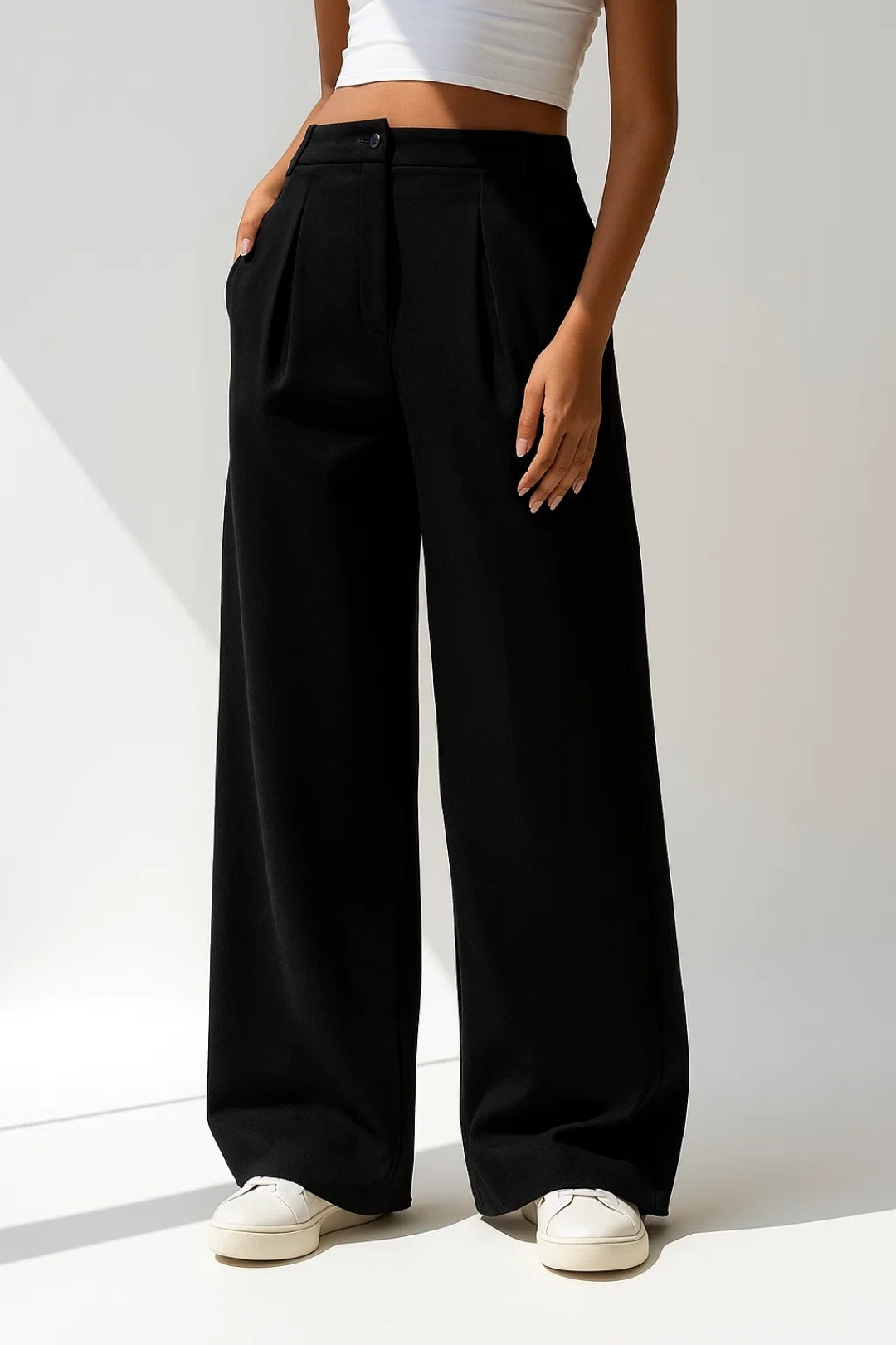 Spodnie Damskie – Szerokie Nogawki i Wysoka Talia na Co Dzień 1