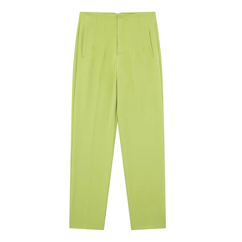 Spodnie Damskie – Wysoka Talia z Vintage Akcentem, Elegancki Styl 10