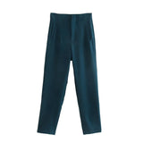 Spodnie Damskie – Wysoka Talia z Vintage Akcentem, Elegancki Styl 14