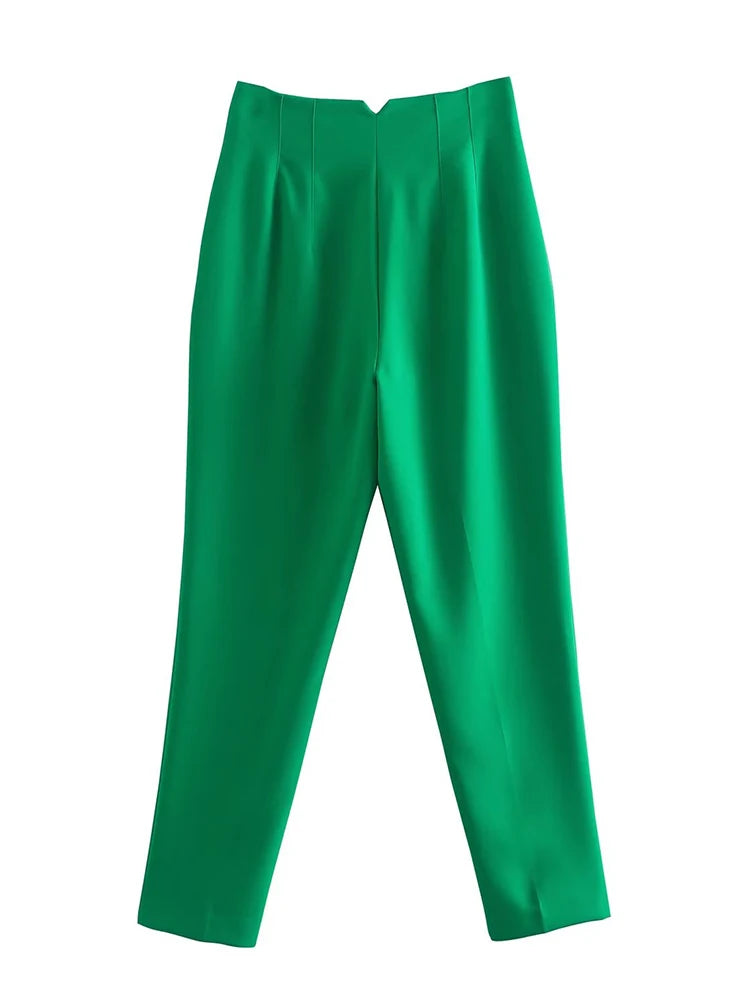 Spodnie Damskie – Wysoka Talia z Vintage Akcentem, Elegancki Styl 2
