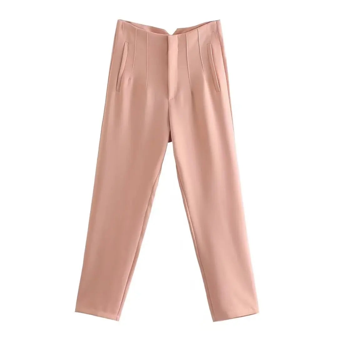 Spodnie Damskie – Wysoka Talia z Vintage Akcentem, Elegancki Styl 24
