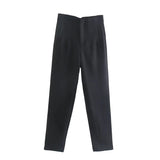 Spodnie Damskie – Wysoka Talia z Vintage Akcentem, Elegancki Styl 26