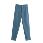 Spodnie Damskie – Wysoka Talia z Vintage Akcentem, Elegancki Styl 35