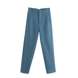 Spodnie Damskie – Wysoka Talia z Vintage Akcentem, Elegancki Styl 35