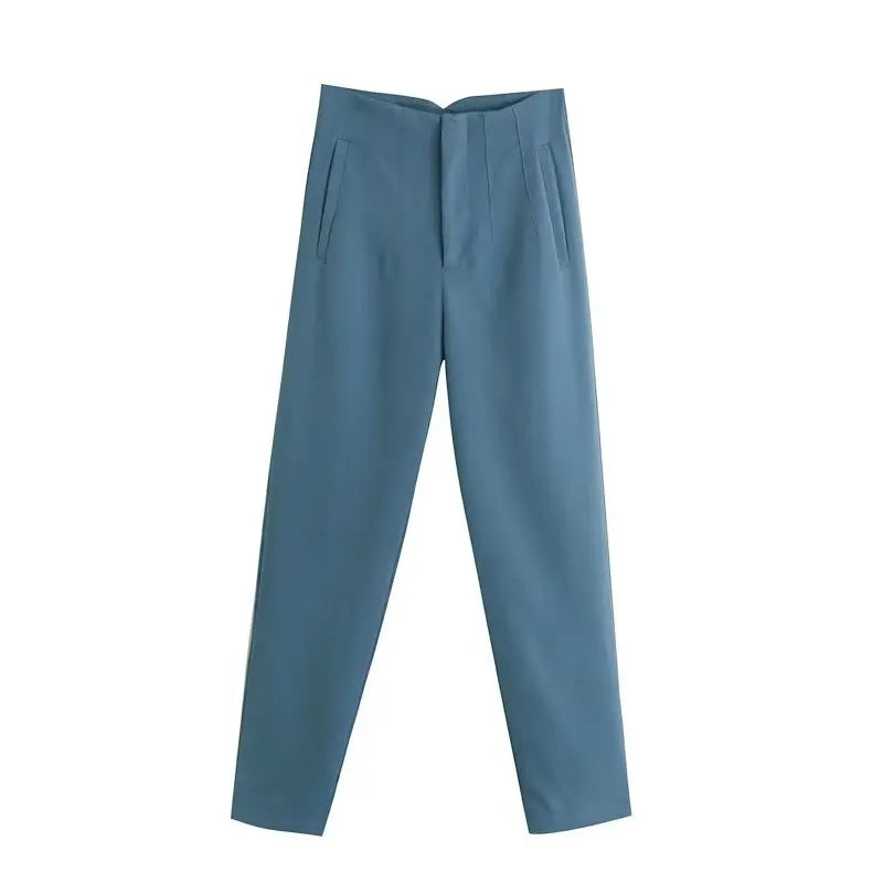 Spodnie Damskie – Wysoka Talia z Vintage Akcentem, Elegancki Styl 35