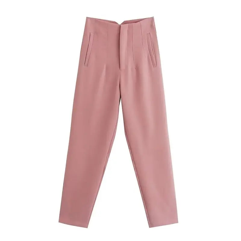 Spodnie Damskie – Wysoka Talia z Vintage Akcentem, Elegancki Styl 36