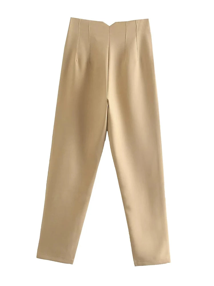 Spodnie Damskie – Wysoka Talia z Vintage Akcentem, Elegancki Styl 4